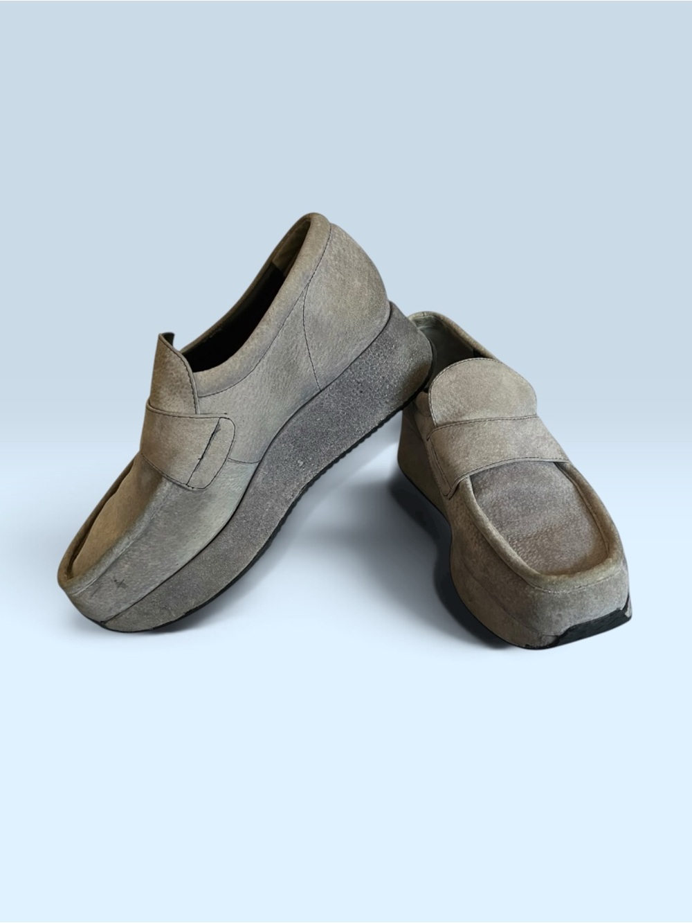 Stephane Kelian gray / taupe Suede Platform Loafers